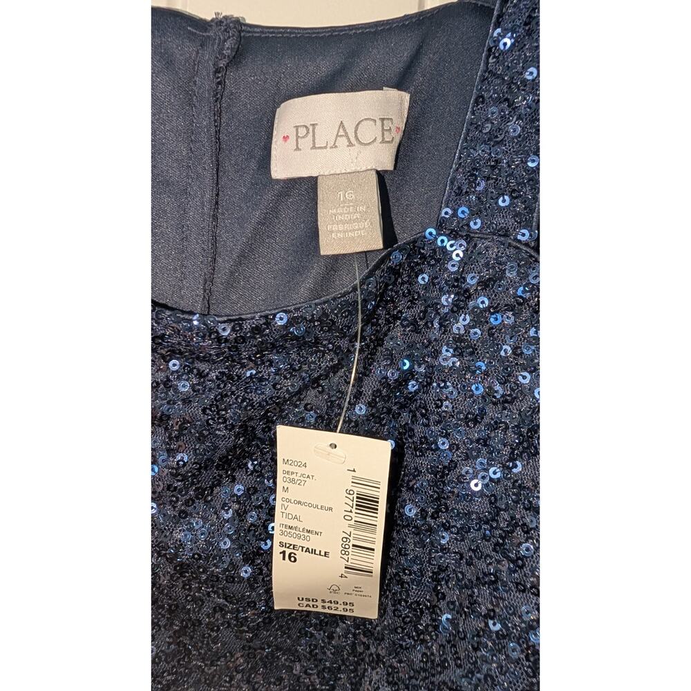 NWT The Children’s Place Girls Size 16 Navy Blue Sequin Tulle Party Dress - Picture 4 of 4